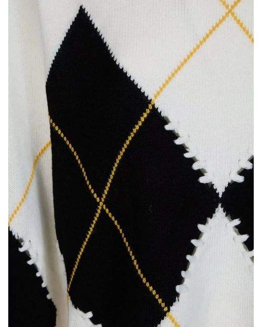 Pinko Black Argyle Knit Crew Neck Long Sleeve Sweater