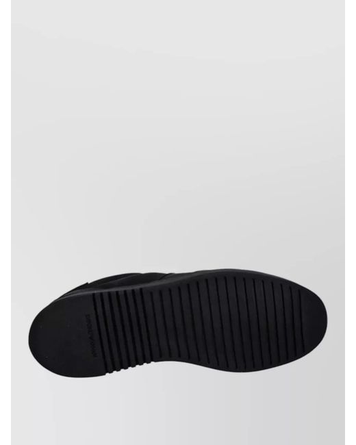 Emporio Armani Black Leather Panelled Low-Top Sneakers for men