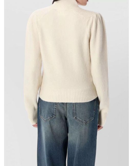 Isabel Marant Blue Alpaca-Blend Ribbed High-Neck Sweater