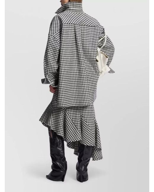 The Attico Multicolor Wool Houndstooth Relaxed-Fit Shirt Jacket