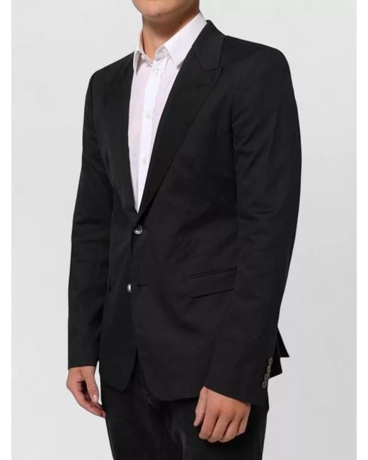 Dolce & Gabbana Black Cotton Two Button Suit Jacket Blazer for men