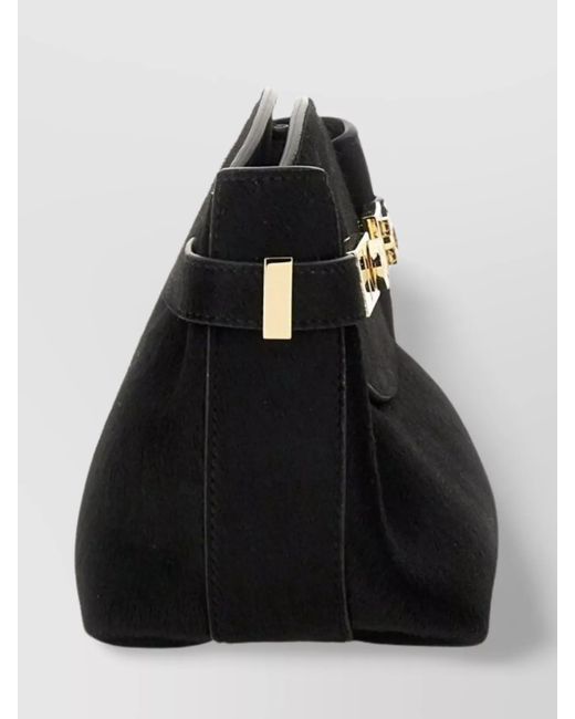 Ferragamo Black Hug Pouch Soft Bag Calf Hair Clutch Bag