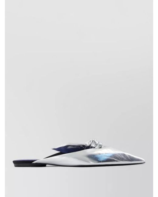 Lanvin White Leather Mules Knot Detail Pointed Toe
