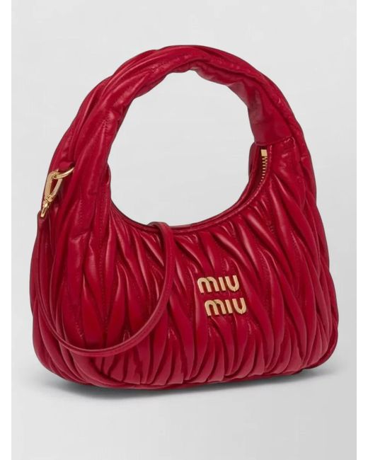 Miu Miu Red Wander Matelassé Nappa Leather Shoulder Bag