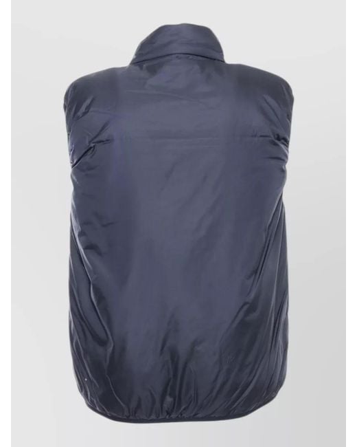 Aspesi Blue Nylon Padded Vest Stand Collar Pockets for men