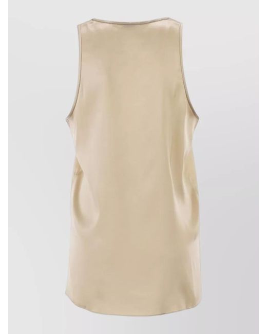 Brunello Cucinelli Natural Silk Crewneck Knitted Top
