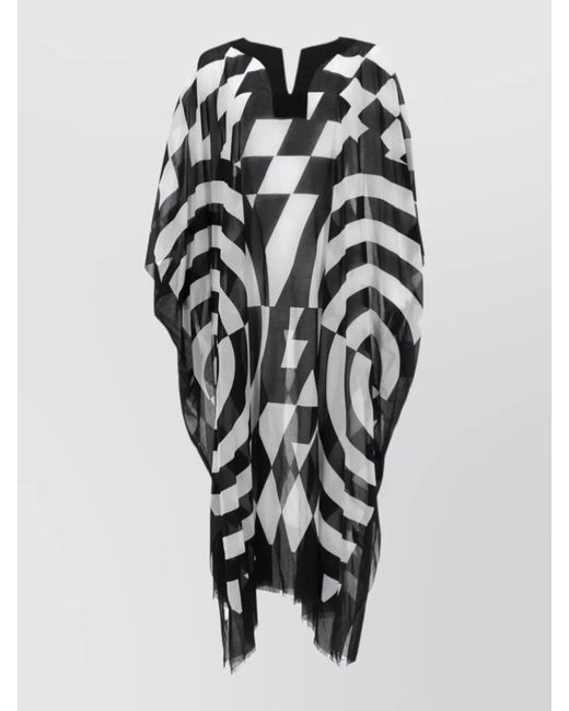 Dries Van Noten White Long Sheer Top Loose Draped V Neck