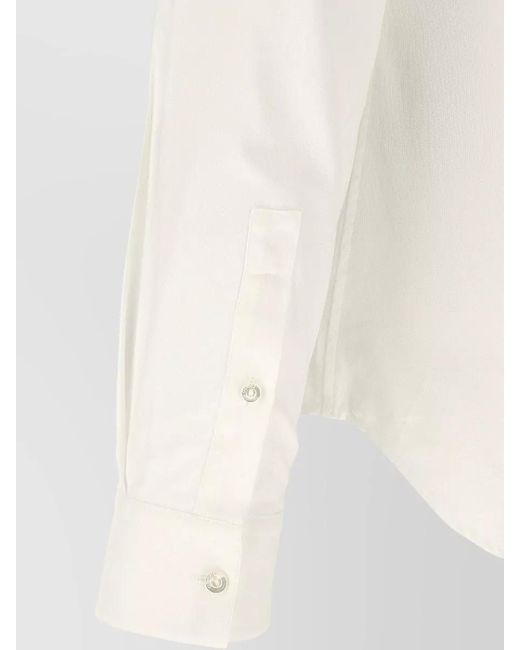 Gucci White Web Stripe Long Sleeve Shirt Button Collar for men
