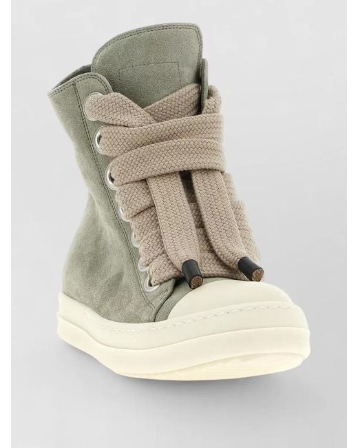 Rick Owens Gray Leather Jumbolace Sneaks Boots