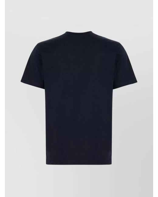 Burberry Blue Cotton Logo-Embroidered T-Shirt for men