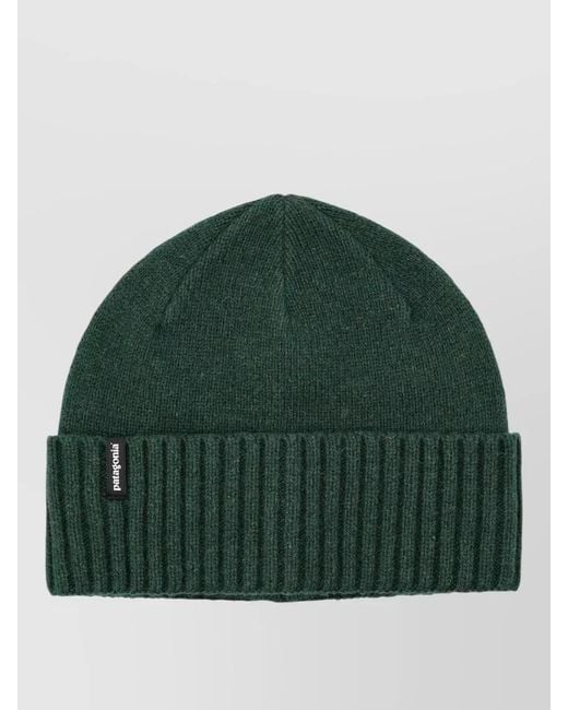 Patagonia Green Ribbed Knit Beanie Hat Brodeo Style for men