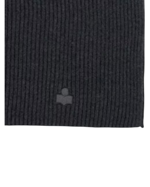 Isabel Marant Black Marion Scarf Cotton Hat Ribbed Texture