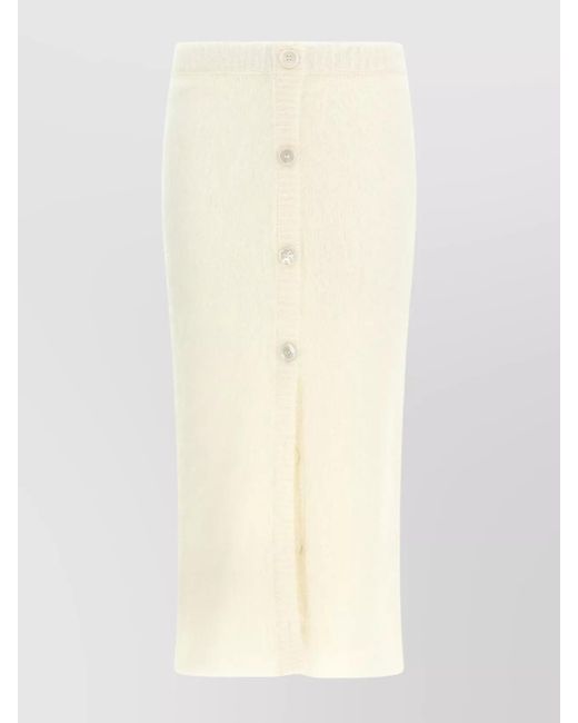 Alessandra Rich White Carded Mohair Fitted Skirt