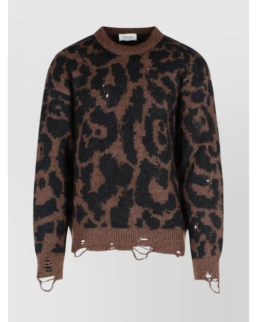 Laneus Black Two Tone Merino Wool Sweater for men