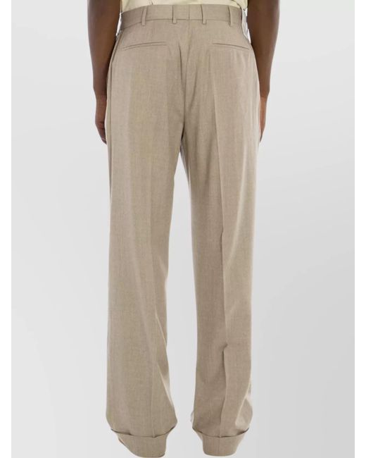 PT Torino Natural Virgin Wool Silk Wide-Leg Trousers for men