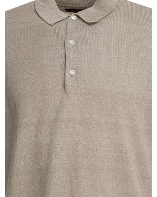 Beams Plus Natural Hemp Polo Shirt Ribbed Collar Hem for men