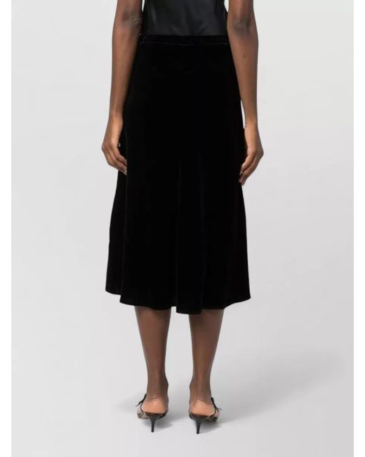 Gold Hawk Black Maxi Velvet Skirt Flared Hem Pencil