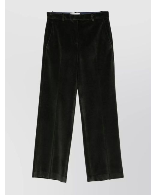 Circolo 1901 Black Velvet Wide-Leg Trousers