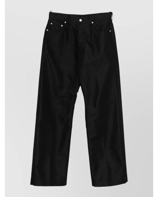 Rick Owens Black Cotton Wide-Leg Low-Rise Jeans for men