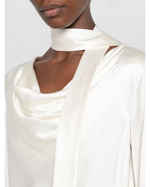 Max Mara White Silk Neck Scarf Blouse