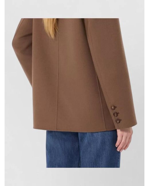 Max Mara Brown Long Coat Back Vent Notched Lapels