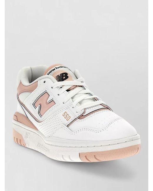 New Balance White Sneakers Contrast Stitching Low Top Perforated Sole