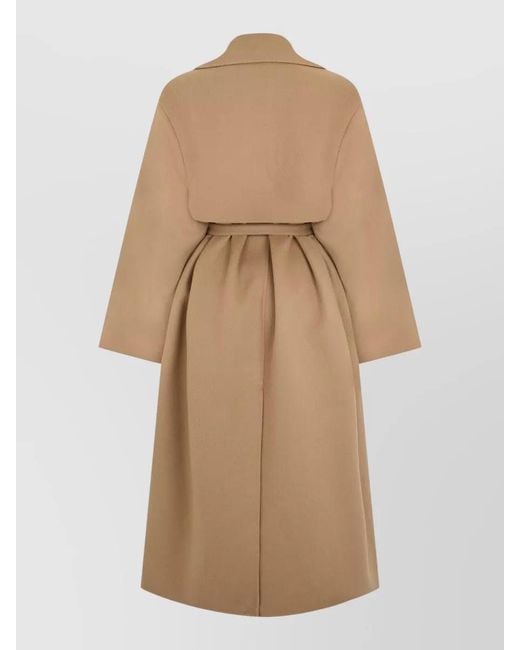 Weekend by Maxmara Natural Long Virgin Wool Coat Belted Design