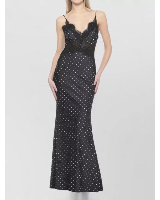 Self-Portrait Multicolor Polka-Dot Satin Lace Maxi Dress