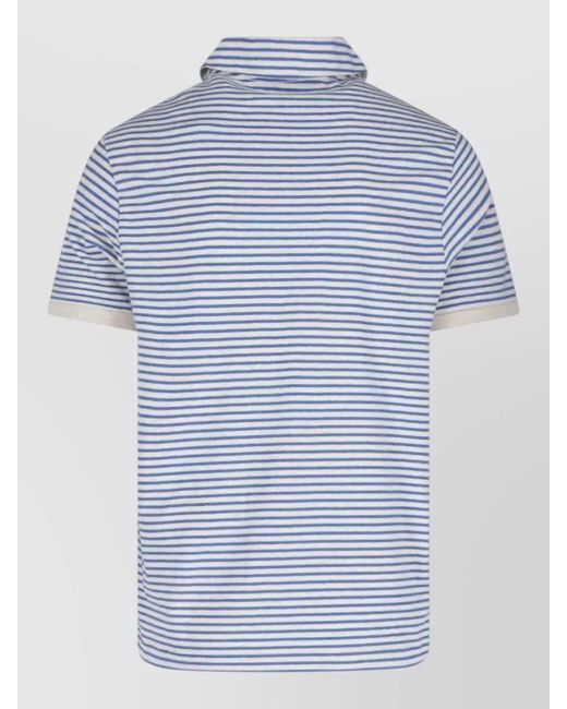 Paul Smith Blue Polo Collar Short Sleeves Striped Shirt for men