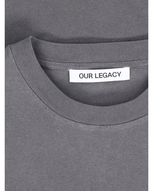 Our Legacy Gray Cotton Boxy Crew Neck T-Shirt for men