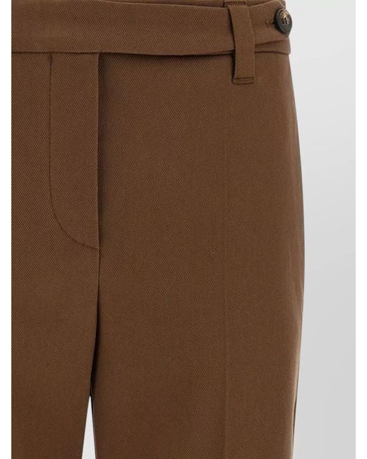 Brunello Cucinelli Brown Monile Cotton Tailoring Cropped Pants