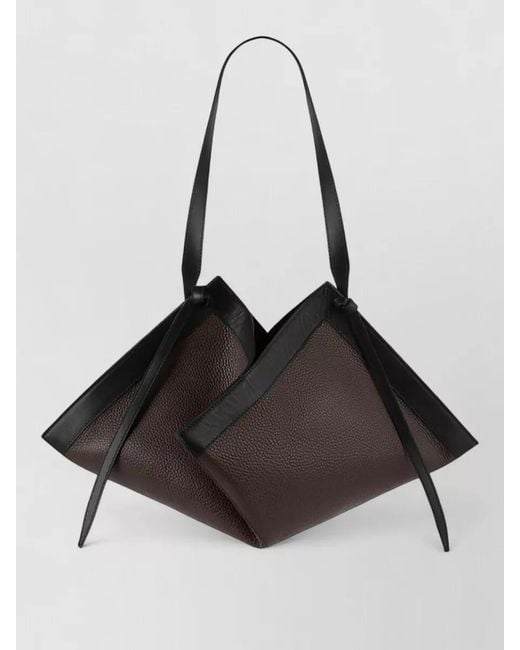 Yuzefi Black Tote Bag Adjustable Strap Two Tone Shape