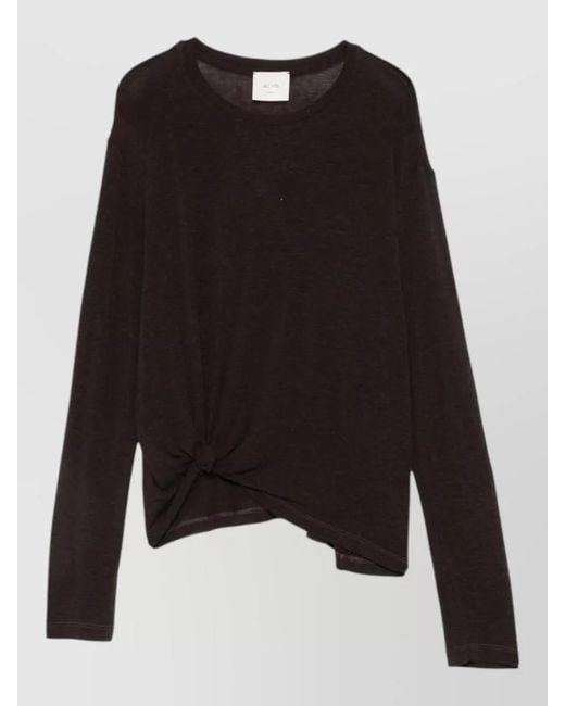 Alysi Black Cropped Sweater Knot Detail Round Neck