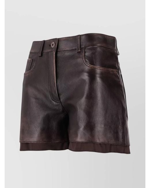 Miu Miu Black Leather Shorts