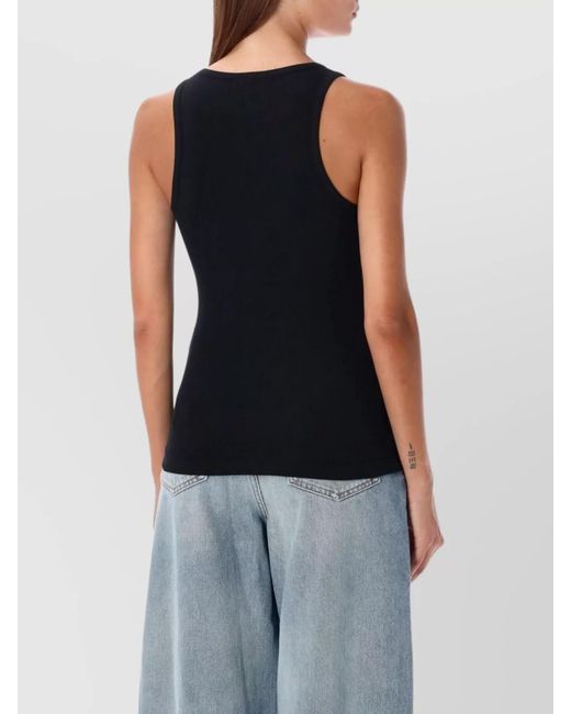 Ganni Blue Cotton Ribbed Tank Top