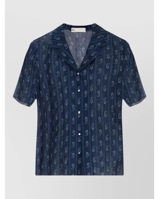 Tory Burch Blue Cotton Silk Blend Shirt Short Sleeves