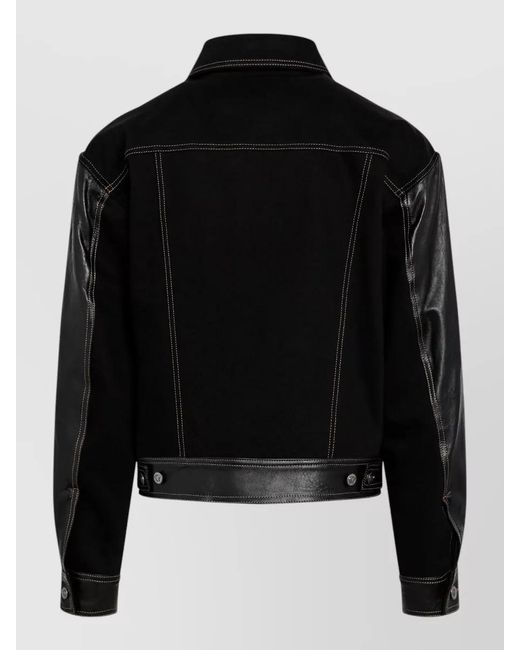 Versace Black Denim And Leather Bomber Jacket for men