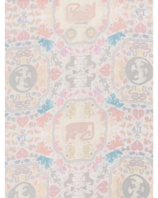 Faliero Sarti Multicolor Printed Silk Blend Scarf