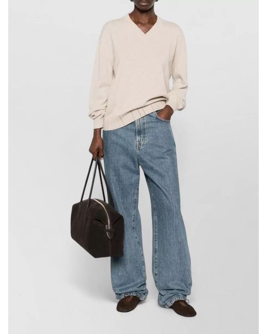 Fabiana Filippi Natural Silk Cashmere Wool Crewneck Sweatshirt