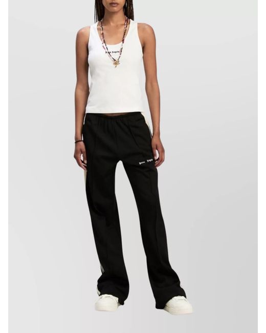 Palm Angels Natural Ribbed Sleeveless Racerback Tank Top