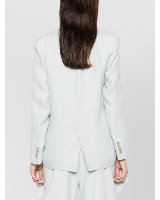 Forte_forte White Linen Jacket Single Breasted Notch Lapel