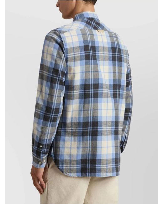 Woolrich Blue Cotton Flannel Shirt for men