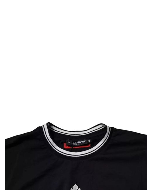 Dolce & Gabbana Black Cotton Logo-Print Crew-Neck T-Shirt for men