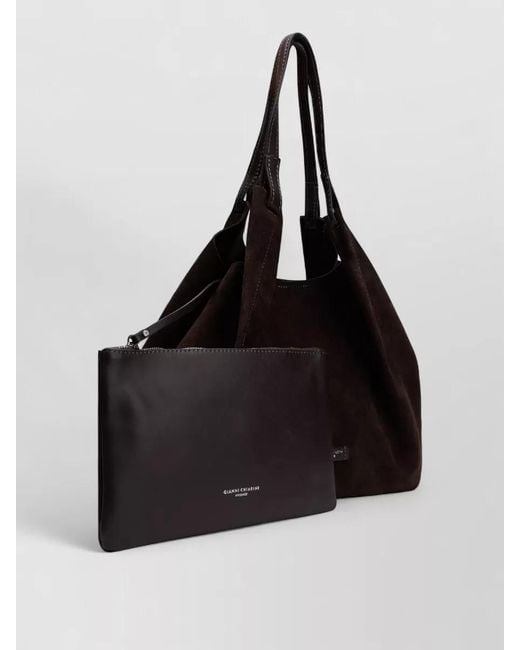 Gianni Chiarini Black Leather Shoulder Bag Long Handle Design