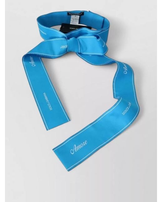 Dolce & Gabbana Blue Wide Waist Ribbon Belt Signature Bow