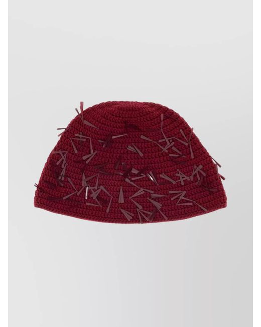 Alanui Red Tiziano Wool Blend Manhattan Beanie Hat