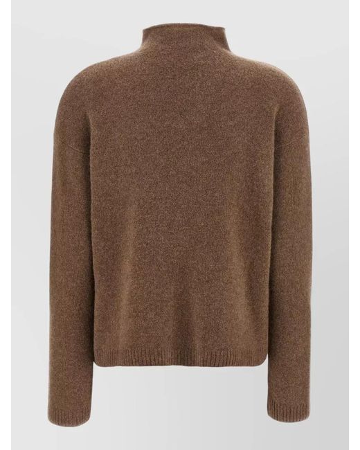 Max Mara Brown Orlaya Stretch Cashmere Mock Neck Sweater