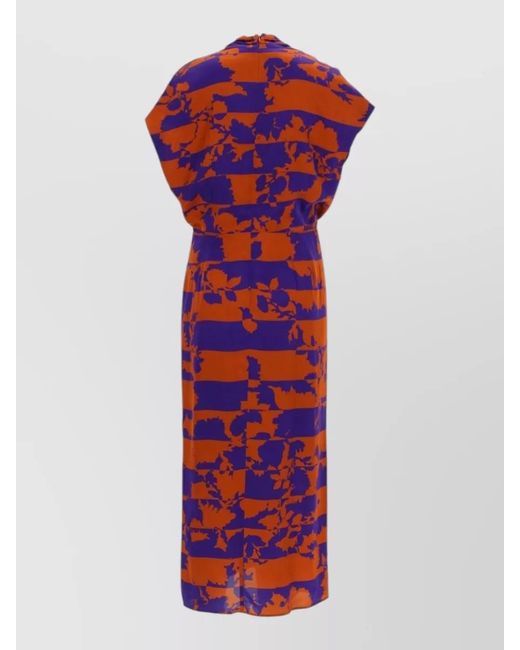 Dries Van Noten Red Floral Wrap Maxi Dress V Neck Cap Sleeves