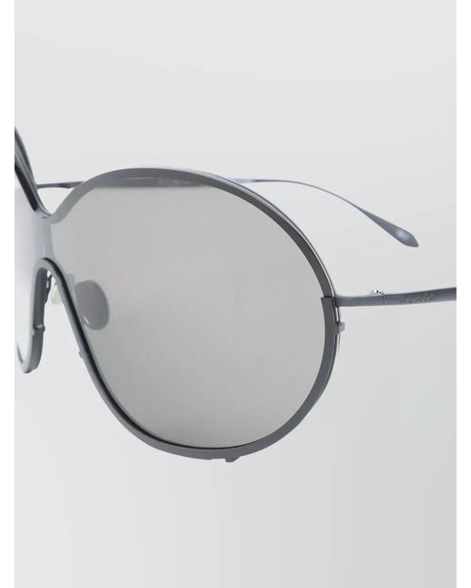 Alaïa Gray Round Metal Sunglasses Oversized Frame Temples