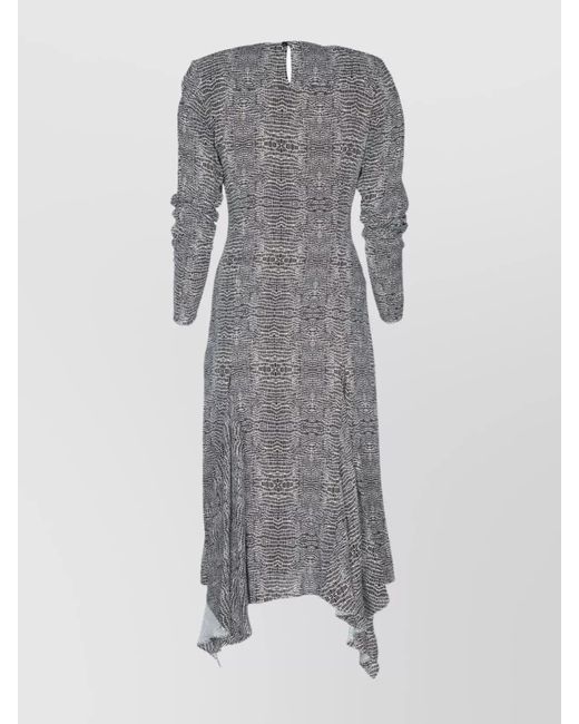 Elisabetta Franchi Gray Python Print Dress Long Sleeves